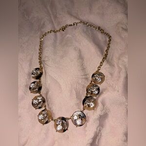 J.Crew Gold-Tone Statement Necklace | Rhinestone Discs | Pre-Owned